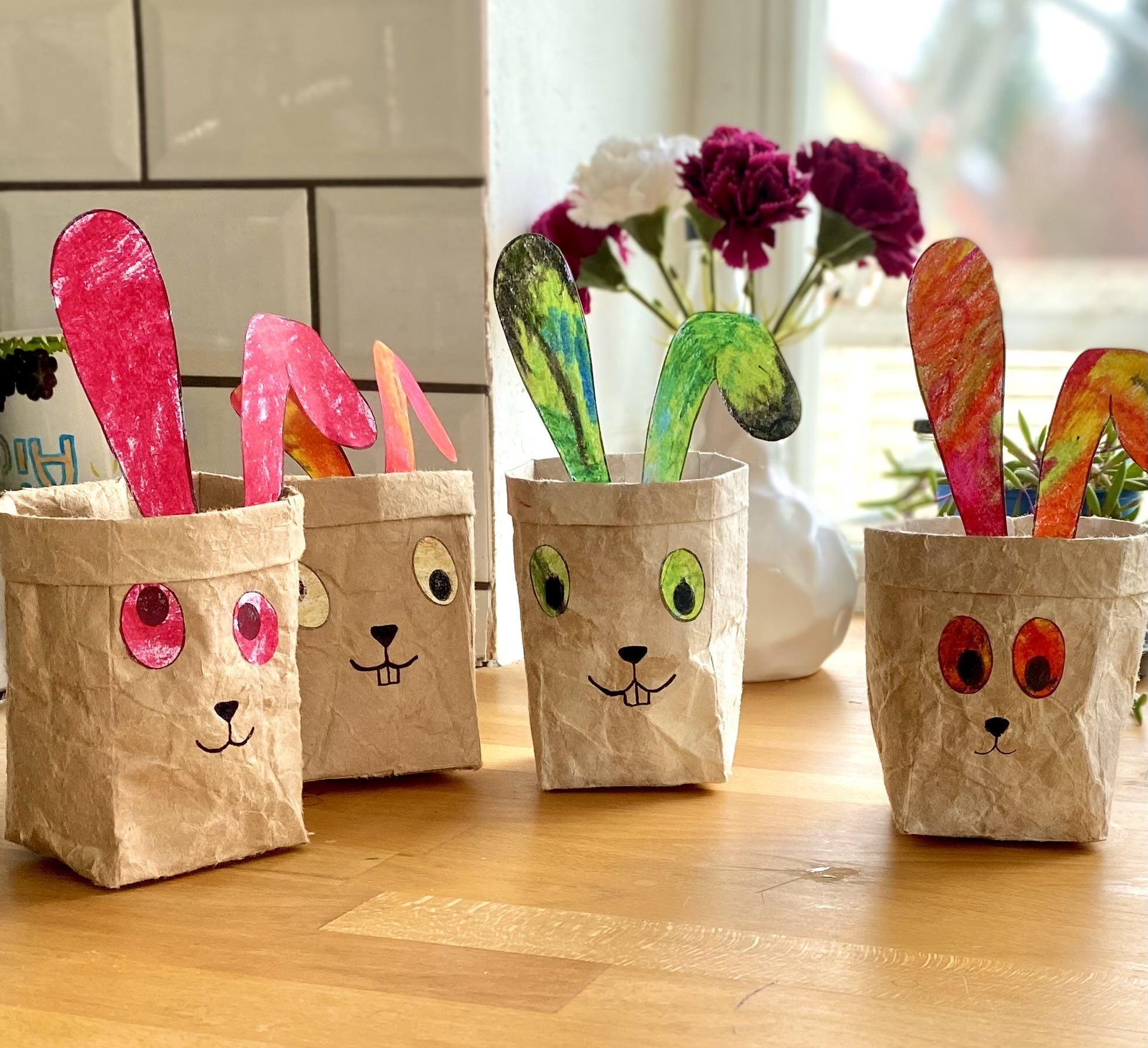 Hasen-Körbchen aus Tetrapack – einfaches Oster-DIY mit Kindern